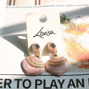 Lovisa Elegant Pink Crystal Drop Earrings Sparkling Statement Jewelry